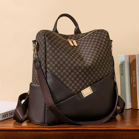mochila-feminina-xadrez-em-couro-genuino-levian-premium-4531210 - Kabani