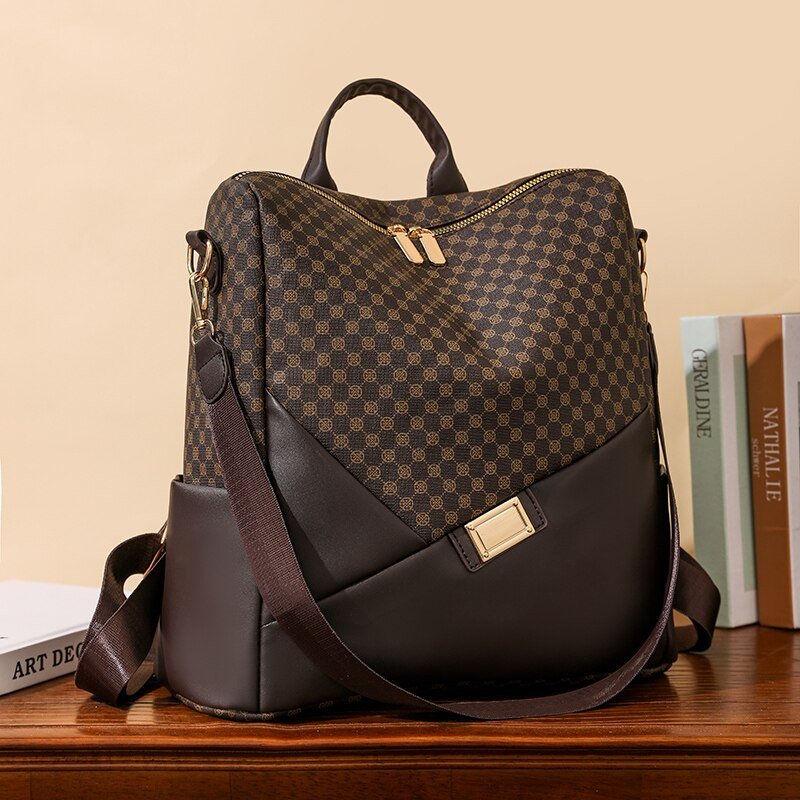 mochila-feminina-xadrez-em-couro-genuino-levian-premium-4531210 - Kabani