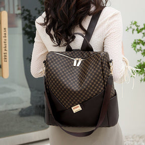 mochila-feminina-xadrez-em-couro-genuino-levian-premium-9238645 - Kabani